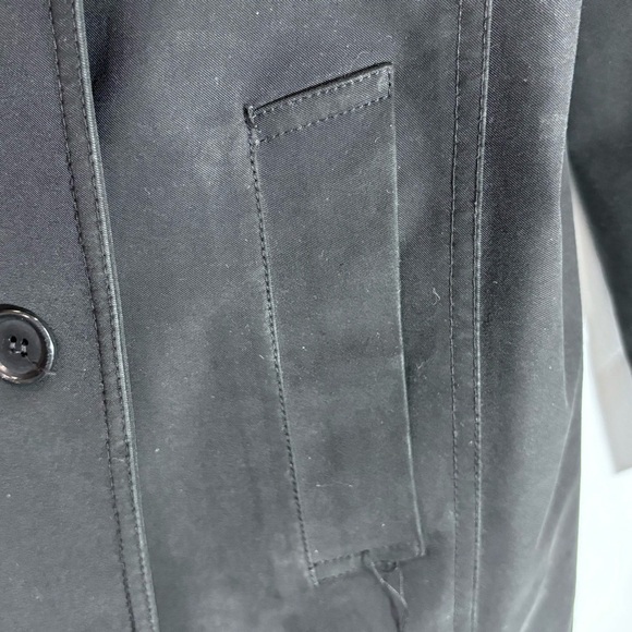 THEORY Sz M Canvas Pointy Lapel Double Breasted Lined Pockets Trench Coat Jacket - Picture 7 of 12
